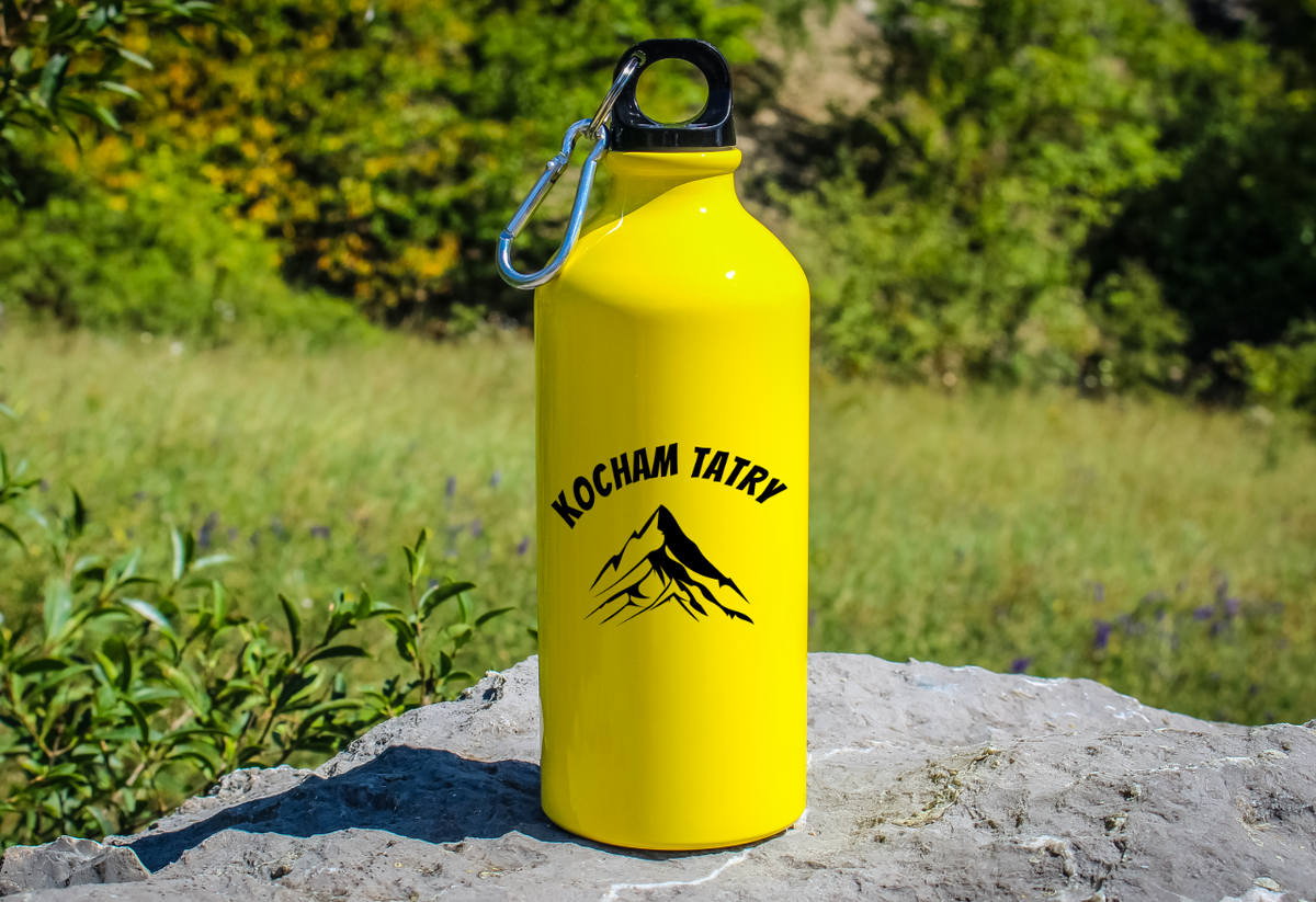 Butelka żółta 600 ml z nadrukiem "Kocham Tatry" – góry, Zakopane, Podhale #1