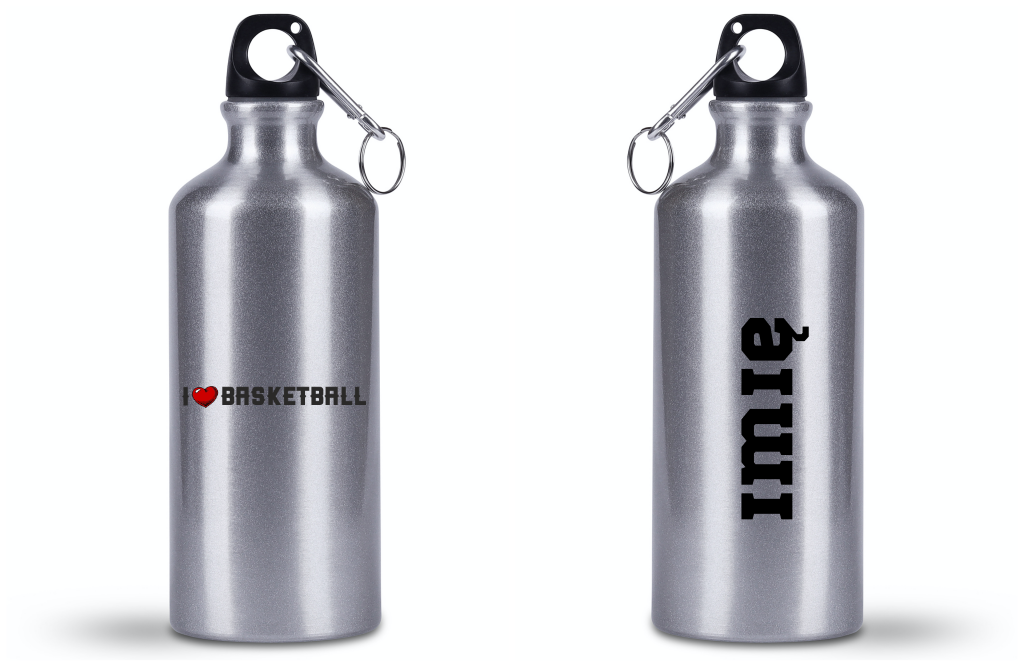 Butelka srebrna 500 ml z nadrukiem "I LOVE BASKETBALL" #1