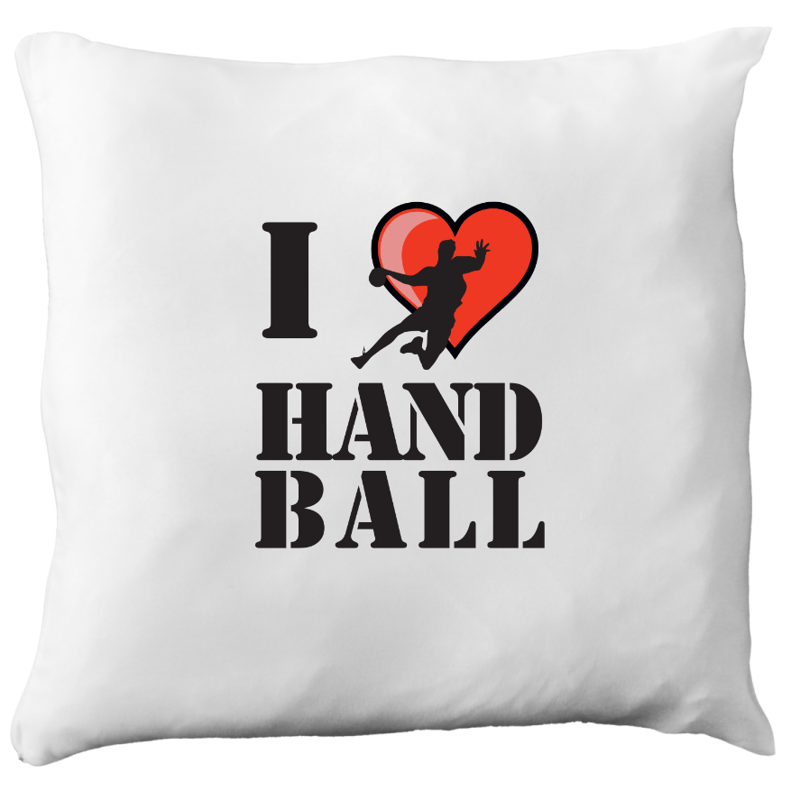 Poduszka z grafiką serca i napisem "I LOVE HANDBALL" #1