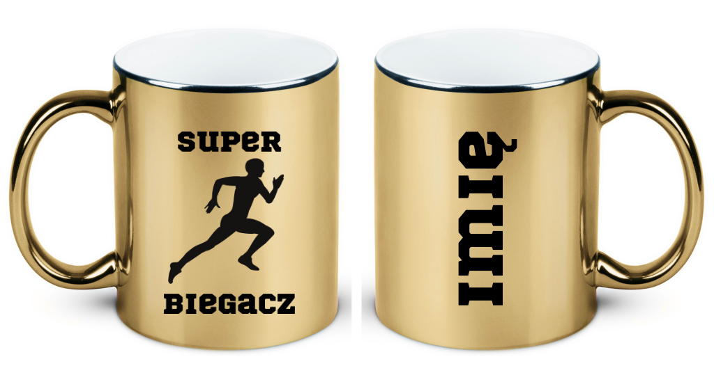 Kubek złoty nadrukiem "Super Biegacz" - bieganie #7