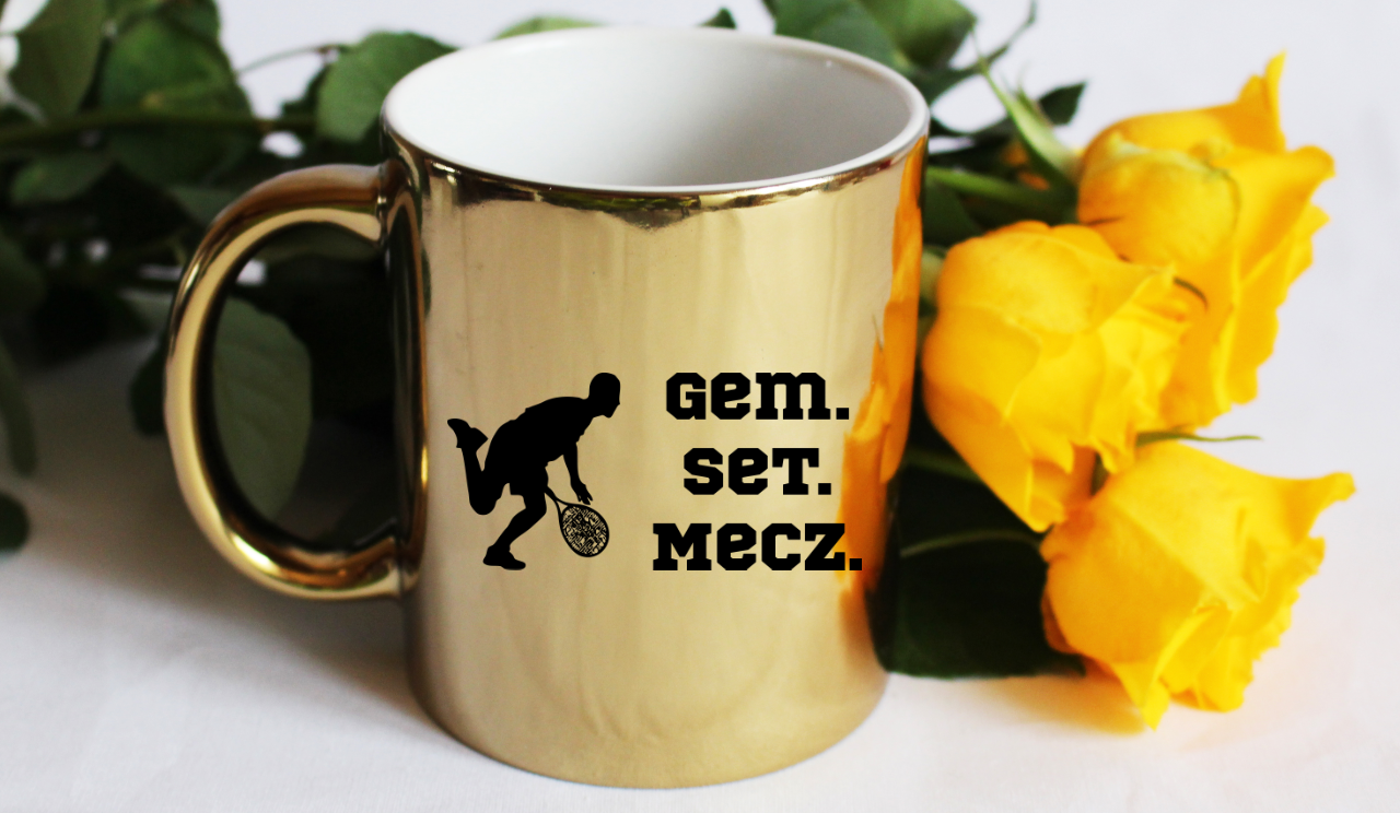 Kubek złoty 330 ml z napisem "GEM SET MECZ" – męski #4