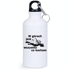 Butelka biała 400 ml z nadrukiem "W górach jest wszystko, co kocham" - góry #1