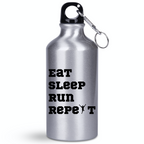 Butelka srebrna męska 400 ml z nadrukiem "Eat Sleep Run Repeat" – bieganie #11