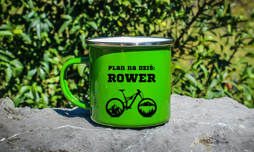 Kubek emaliowany zielony z nadrukiem "Plan na dziś: Rower" - dla rowerzystów #5