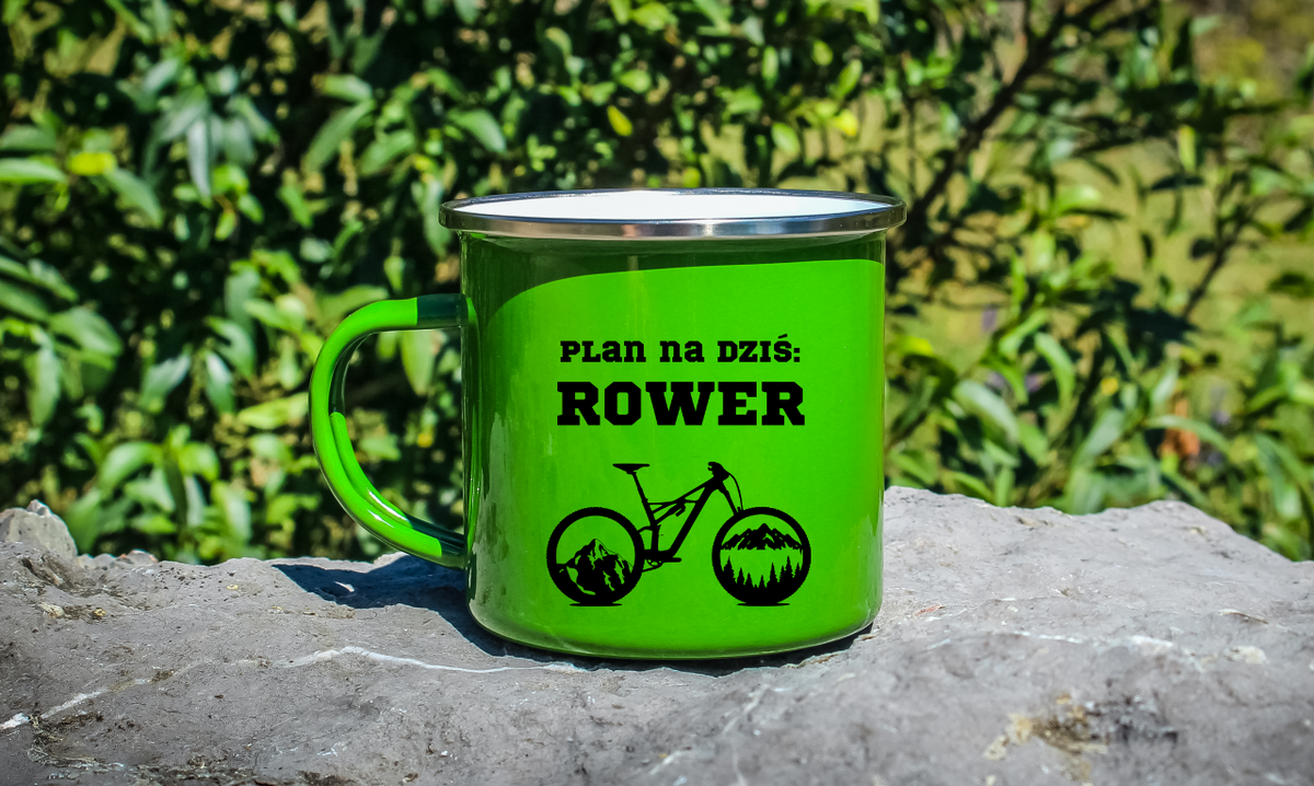 Kubek emaliowany zielony z nadrukiem "Plan na dziś: Rower" - dla rowerzystów #5