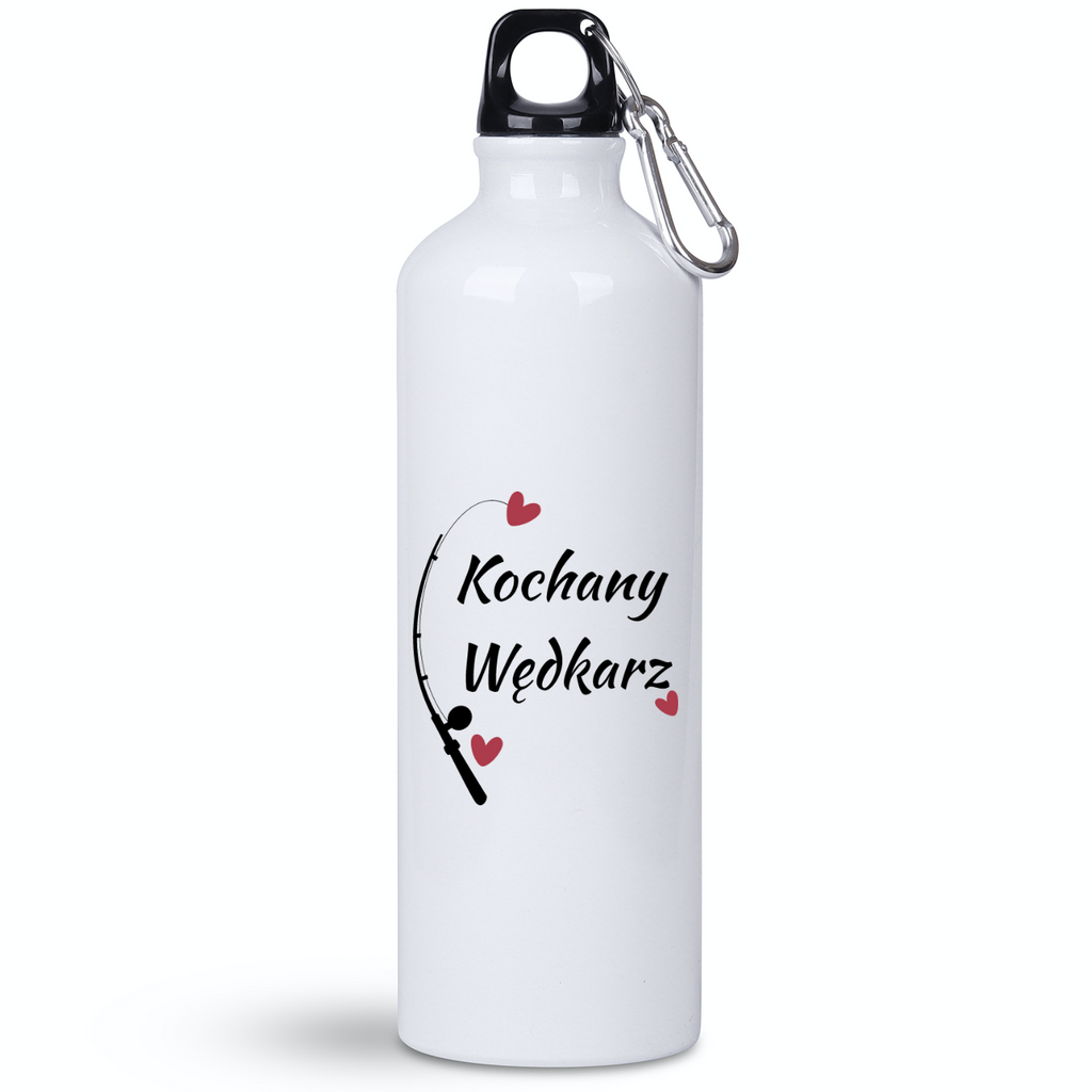 Butelka biała 800 ml z nadrukiem "Kochany Wędkarz" - wędkarstwo #1