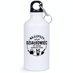 Butelka biała 400 ml z nadrukiem „Najlepszy działkowiec na swoim kawałku ziemi” – ogród, działka #9