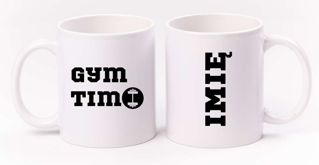 Kubek biały z nadrukiem "Gym Time" - na prezent, siłownia #1