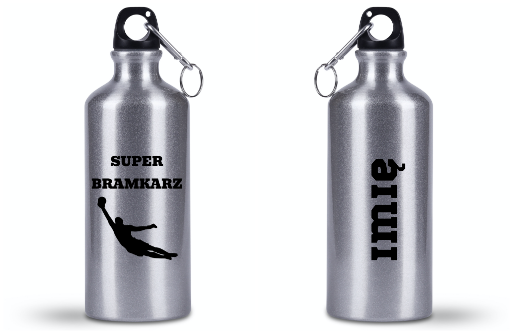 Butelka srebrna 500 ml z napisem "Super Bramkarz" – piłka nożna #13