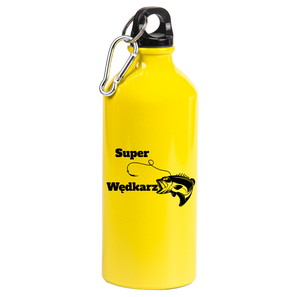 Butelka żółta 600 ml z nadrukiem "Super Wędkarz" – wędkarstwo #4