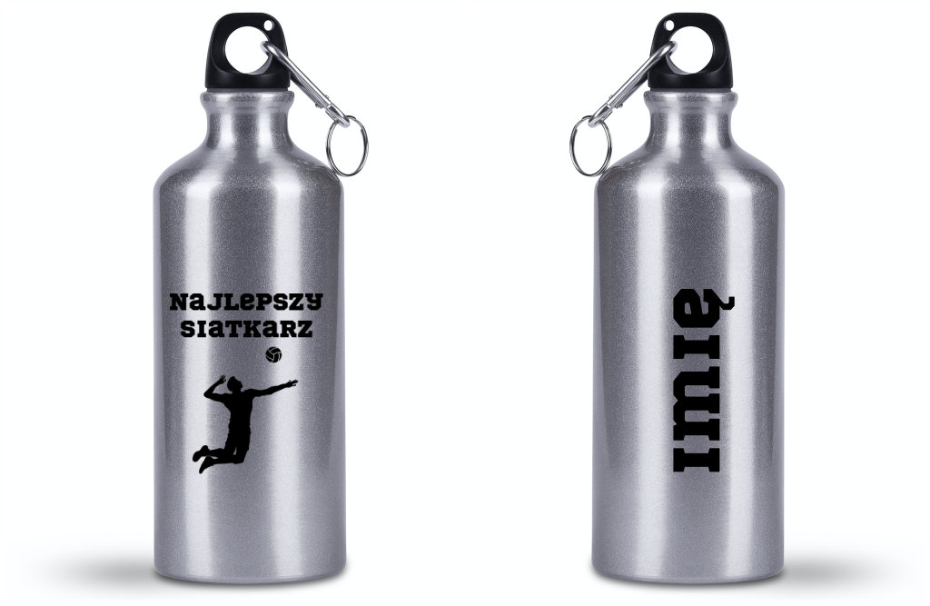 Butelka srebrna 500 ml z nadrukiem "Najlepszy Siatkarz" – siatkówka #6