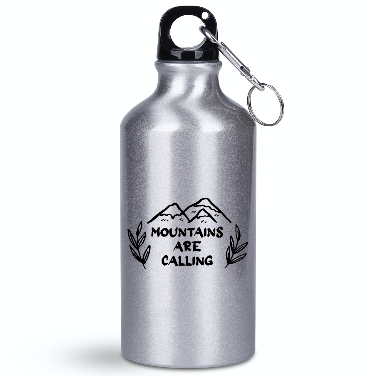 Butelka srebrna 400 ml z nadrukiem „Mountains are calling” – góry, treking #8