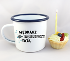 Kubek emaliowany biały z nadrukiem "Tata najlepszy wędkarz" - na dzień ojca, dla taty #10