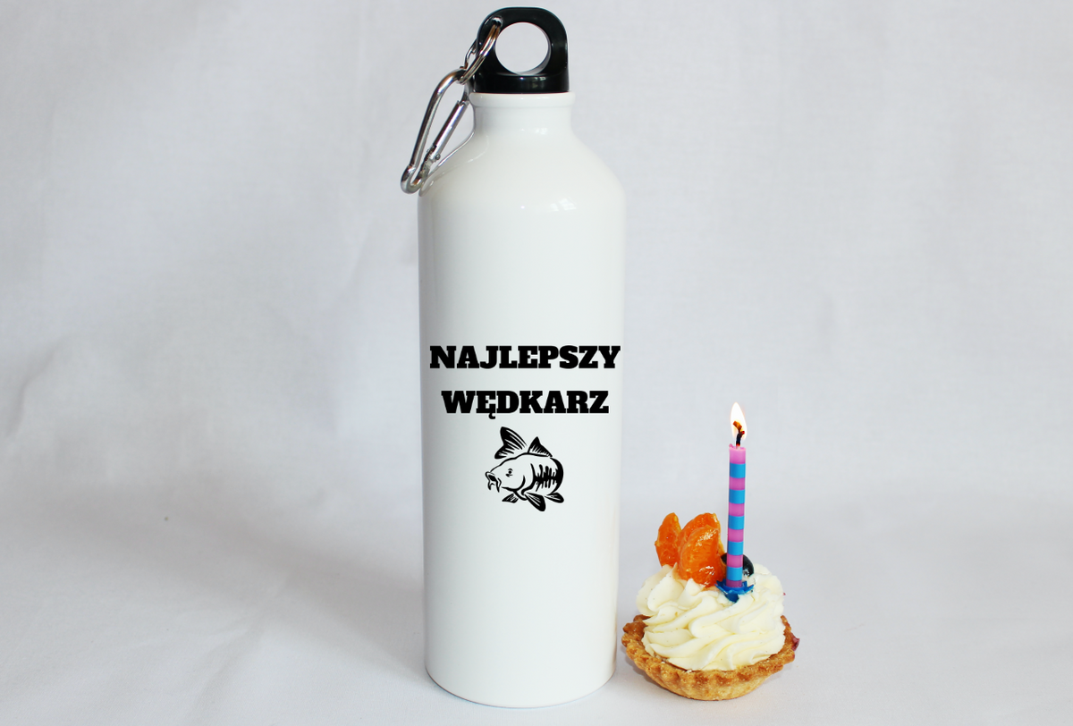 Butelka biała 800 ml z nadrukiem "Najlepszy wędkarz" – wędkarstwo #7