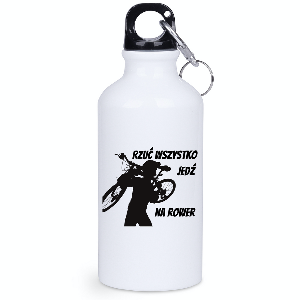 Butelka biała 400 ml z nadrukiem „Rzuć wszystko, jedź na rower” – dla rowerzystów #9