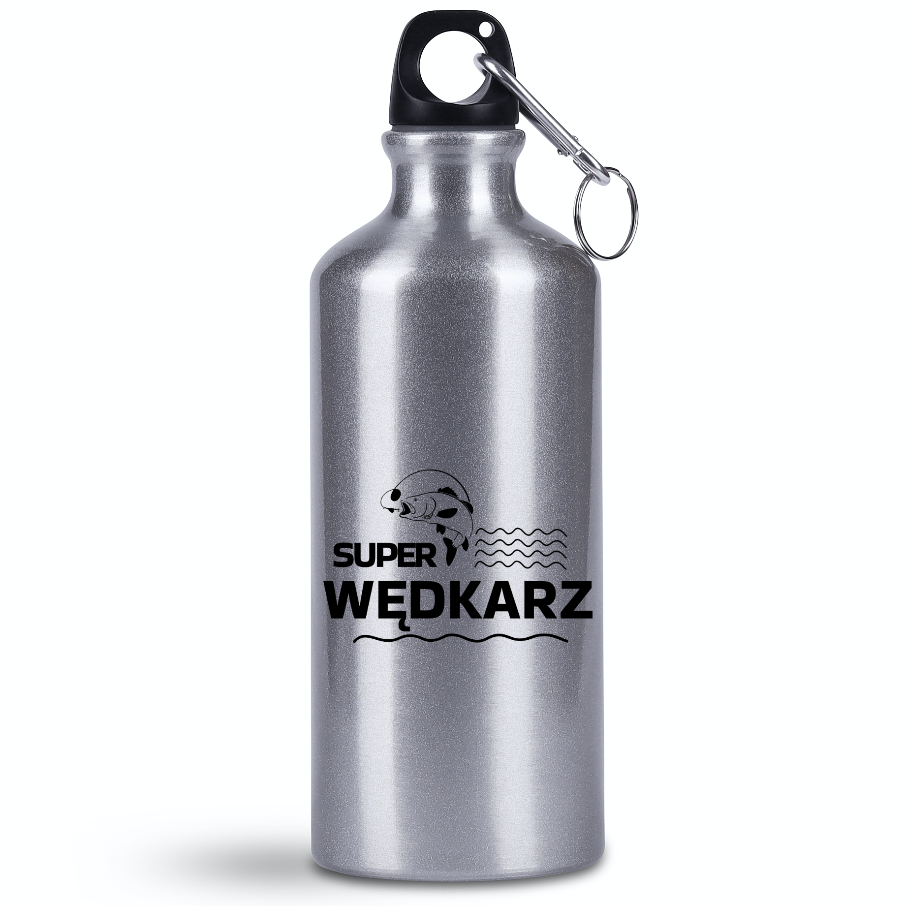 Butelka srebrna 500 ml z nadrukiem "Super wędkarz" – wędkarstwo #9