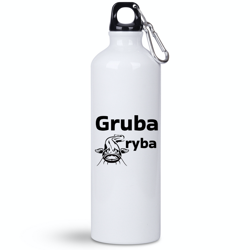 Butelka biała 800 ml z nadrukiem "Gruba ryba" – wędkarstwo #11