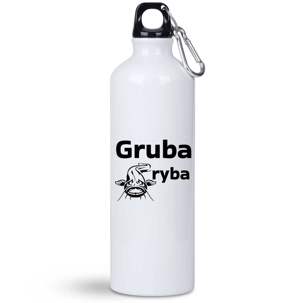 Butelka biała 800 ml z nadrukiem "Gruba ryba" – wędkarstwo #11