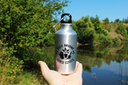 Butelka srebrna 400 ml z nadrukiem „Ręce brudne, serce czyste” – do ogrodu #3