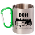 Kubek z zielonym karabińczykiem i nadrukiem "Dom jest tam, gdzie go zaparkujesz" - camper, camping #6