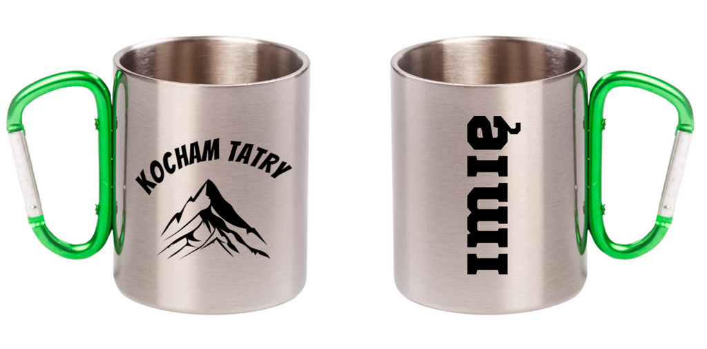 Kubek z zielonym karabińczykiem i nadrukiem „Kocham Tatry” – góry, Podhale, Zakopane #3