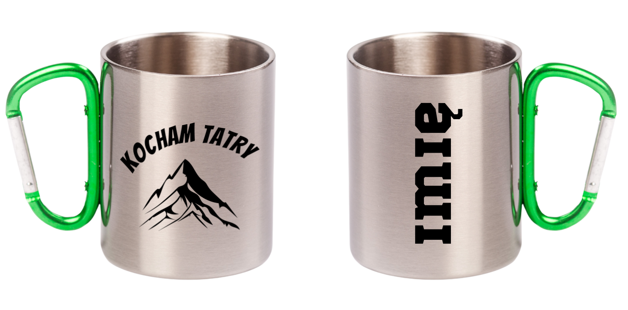 Kubek z zielonym karabińczykiem i nadrukiem „Kocham Tatry” – góry, Podhale, Zakopane #3