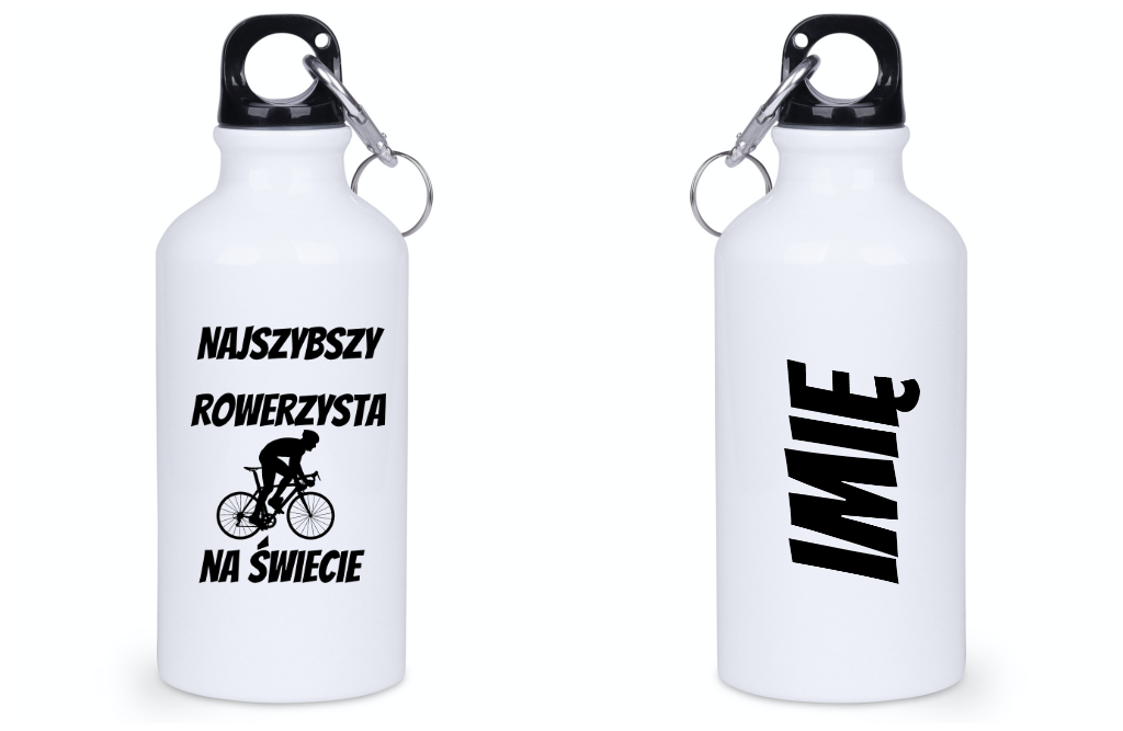 Butelka biała 400 ml z nadrukiem „Najszybszy rowerzysta” – dla rowerzysty #8