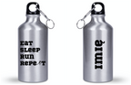 Butelka srebrna damska 400 ml z nadrukiem "Eat Sleep Run Repeat" – bieganie #11