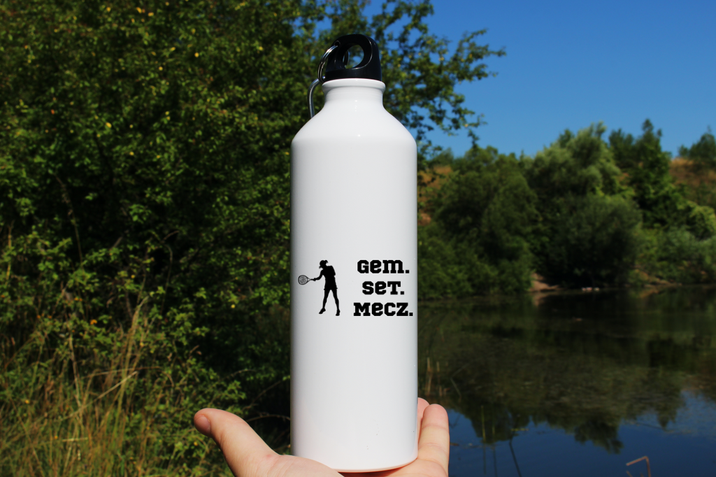 Bidon biały 800 ml z napisem "Gem Set Mecz" – damski #8