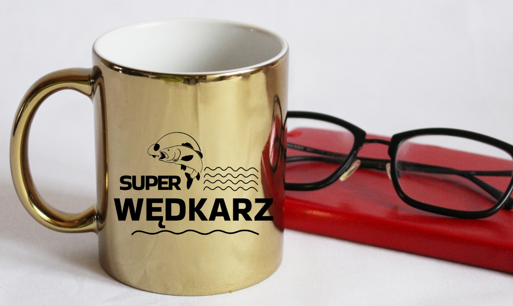Kubek złoty z nadrukiem "Super wędkarz" – wędkarstwo #4