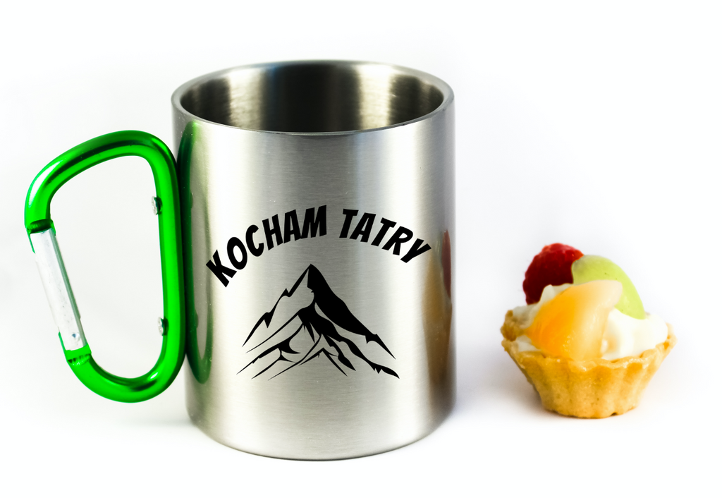 Kubek z zielonym karabińczykiem i nadrukiem „Kocham Tatry” – góry, Podhale, Zakopane #3