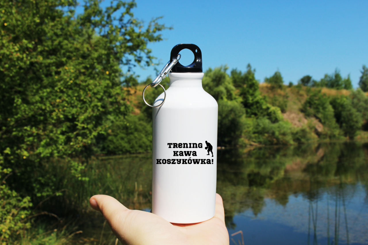 Bidon biały 400 ml z nadrukiem "Trening Kawa Koszykówka" – koszykówka #5