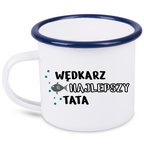 Kubek emaliowany biały z nadrukiem "Tata najlepszy wędkarz" - na dzień ojca, dla taty #10