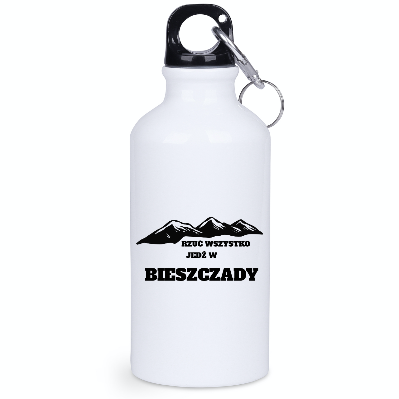 Butelka biała 400 ml z nadrukiem „Rzuć wszystko, jedź w Bieszczady” #4