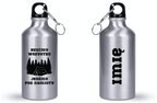 Butelka srebrna 400 ml z nadrukiem „Rzućmy wszystko, jedźmy pod namioty” – camping, namiot #10