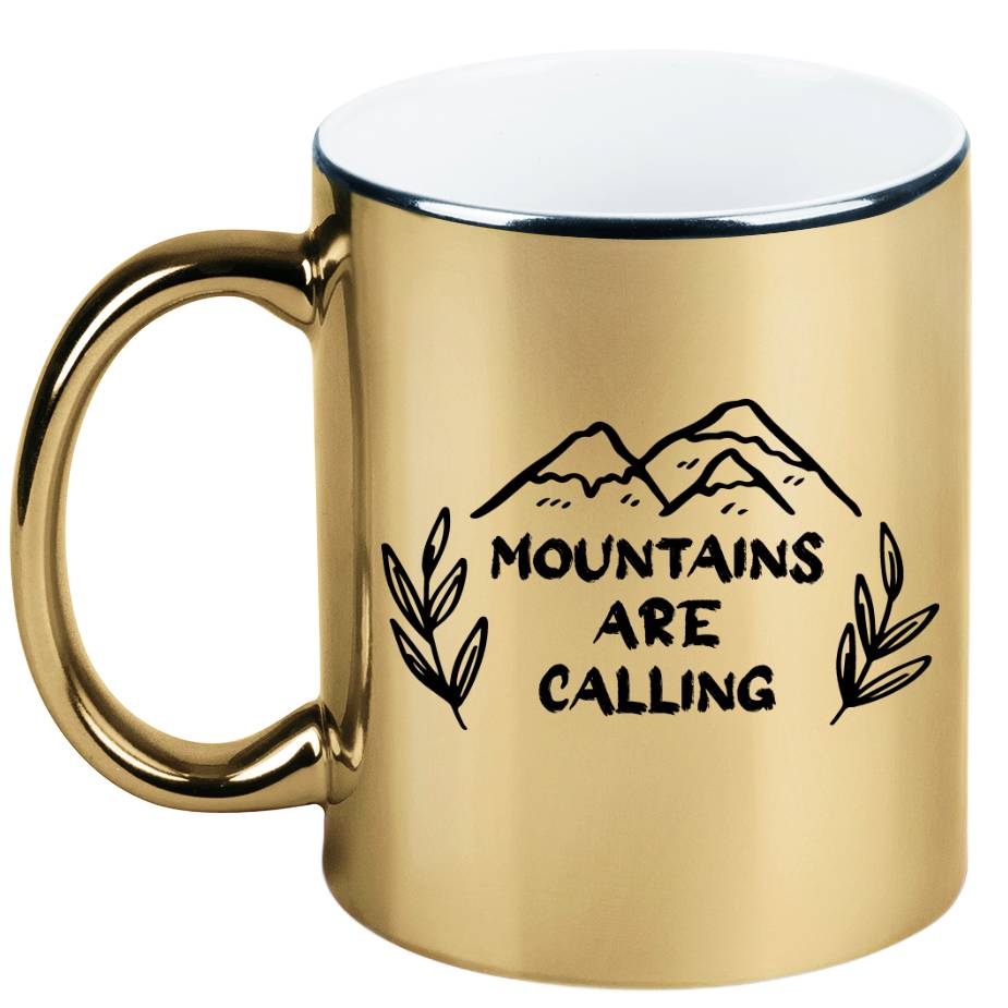 Kubek złoty z nadrukiem „Mountains are Calling” – góry #7
