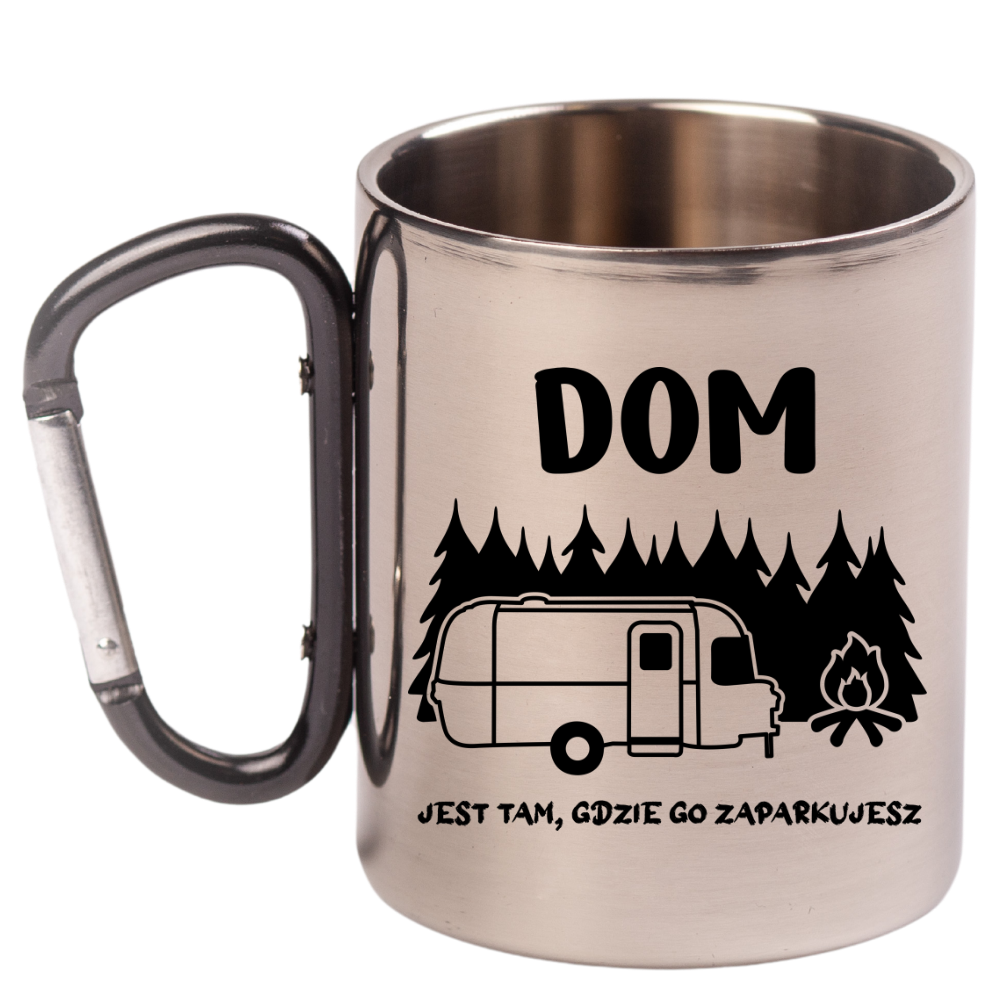 Kubek z czarnym karabińczykiem i nadrukiem „Dom jest tam, gdzie go zaparkujesz” – camping, camper #6