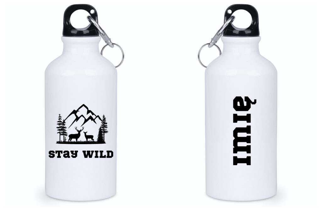 Butelka biała 400 ml z nadrukiem „Stay Wild” – przygoda, przyroda #8