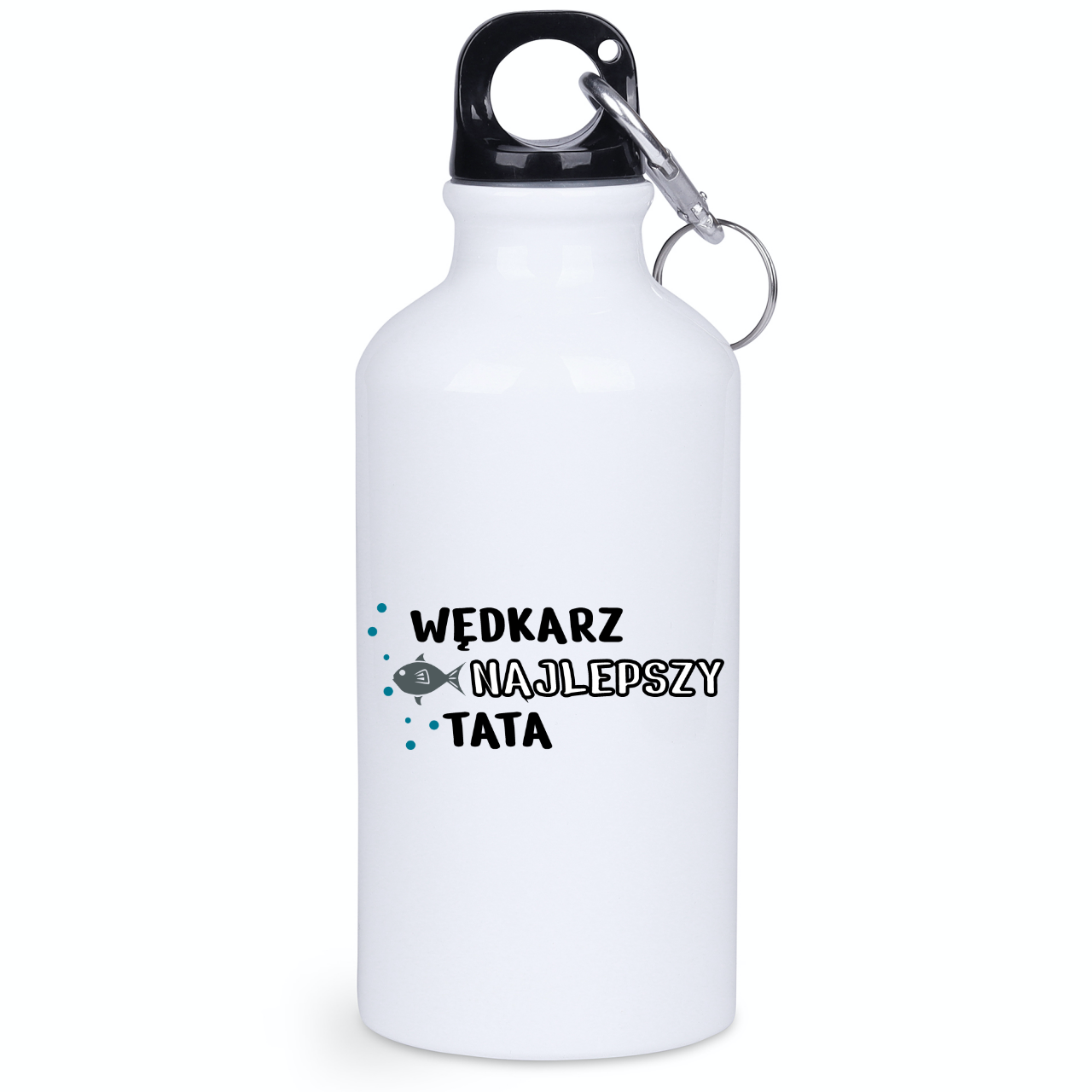 Bidon biały 400 ml z nadrukiem "Najlepszy Wędkarz Tata" - na dzień ojca, wędkarstwo #8