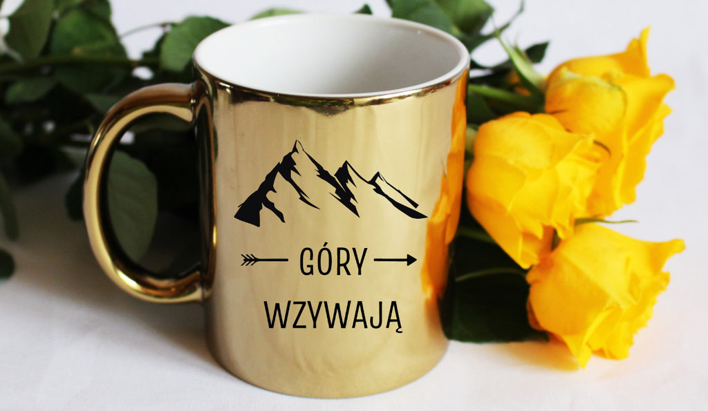 Kubek złoty z nadrukiem „Góry wzywają” – trekking #4