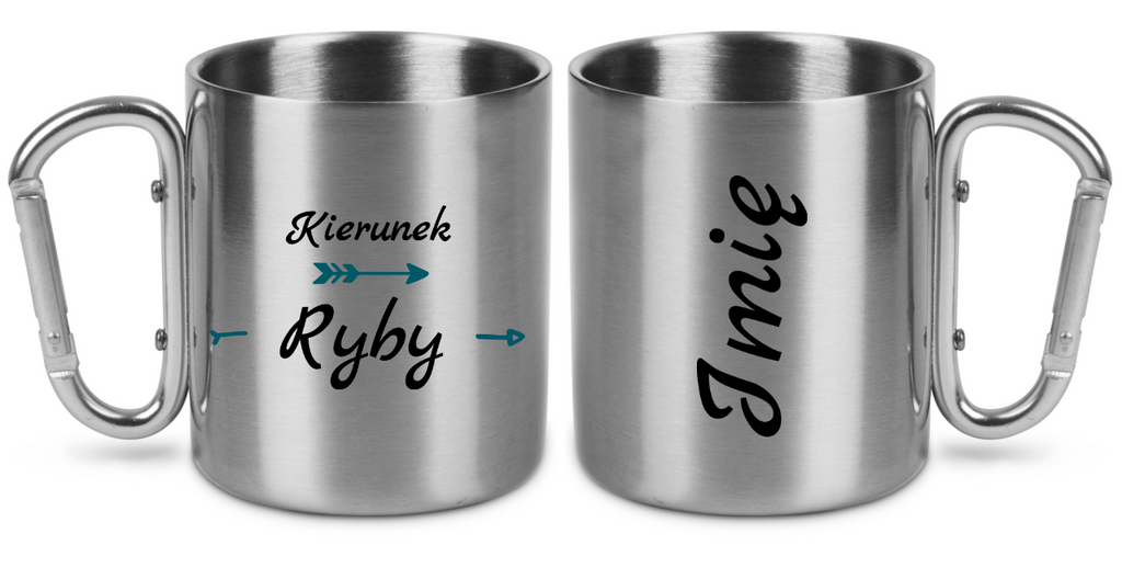 Kubek ze srebrnym karabińczykiem i nadrukiem "Kierunek ryby" #4
