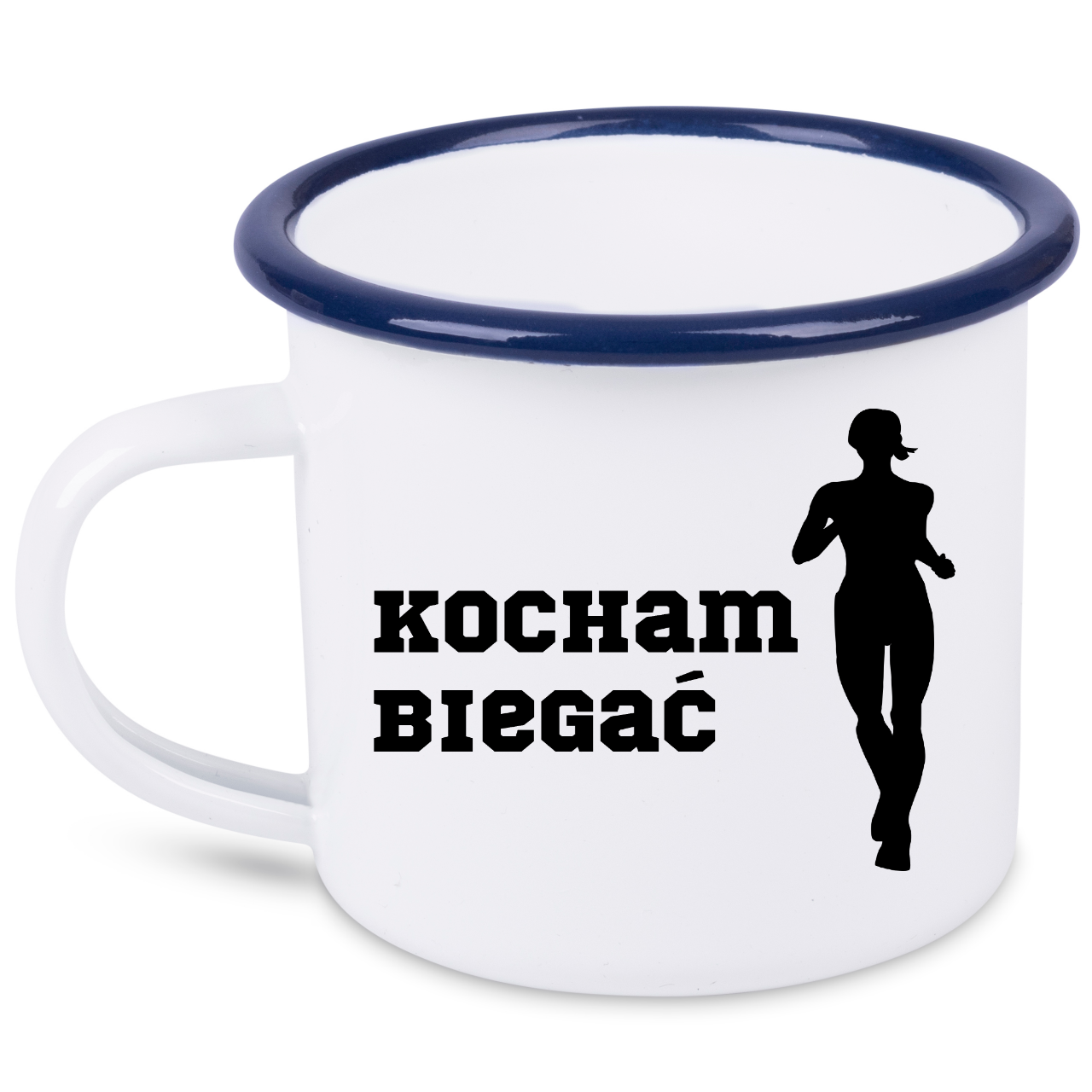 Kubek emaliowany dla biegaczki – z nadrukiem "Kocham Biegać" – bieganie #4