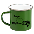 Kubek emaliowany zielony 360 ml z nadrukiem "Super Wędkarz" – wędkarstwo #5