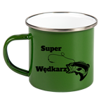 Kubek emaliowany zielony 360 ml z nadrukiem "Super Wędkarz" – wędkarstwo #5