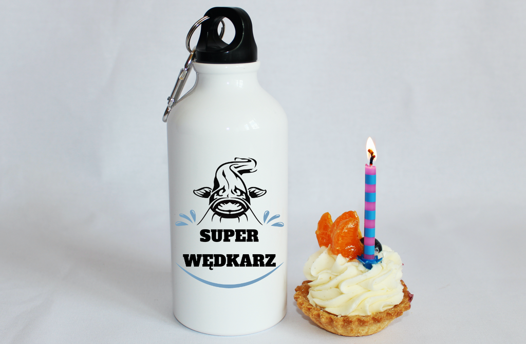 Bidon biały 400 ml z nadrukiem "Super Wędkarz" - wędkarstwo #7