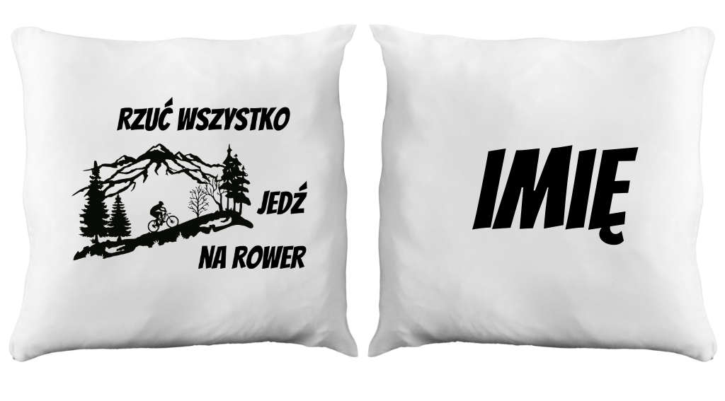Poduszka z nadrukiem „Rzuć wszystko, jedź na rower” – dla rowerzystów #2