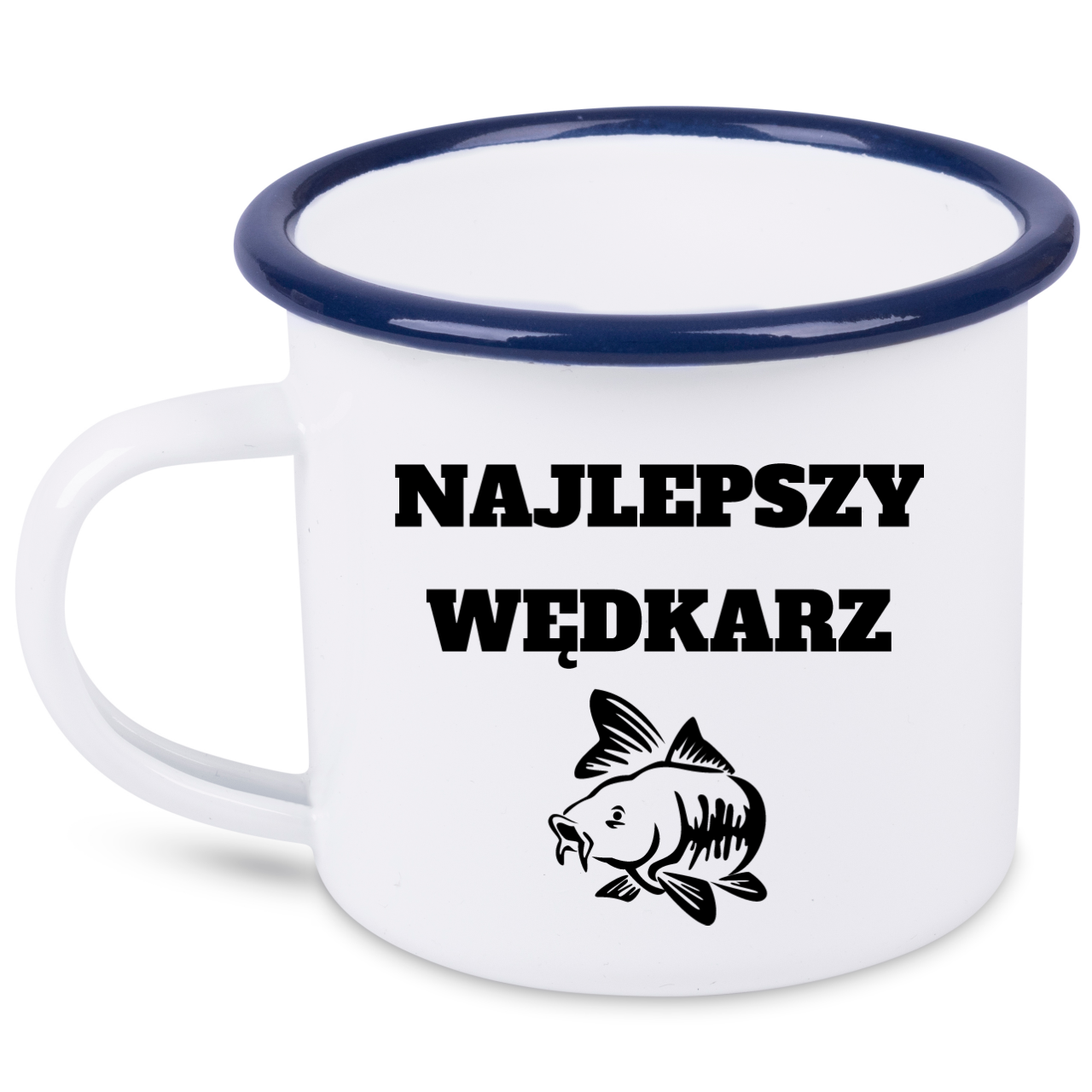 Kubek emaliowany biały z nadrukiem "Najlepszy wędkarz" #8