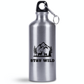 Bidon srebrny 500 ml z nadrukiem „Stay wild” - przygoda, przyroda, eskapada #7