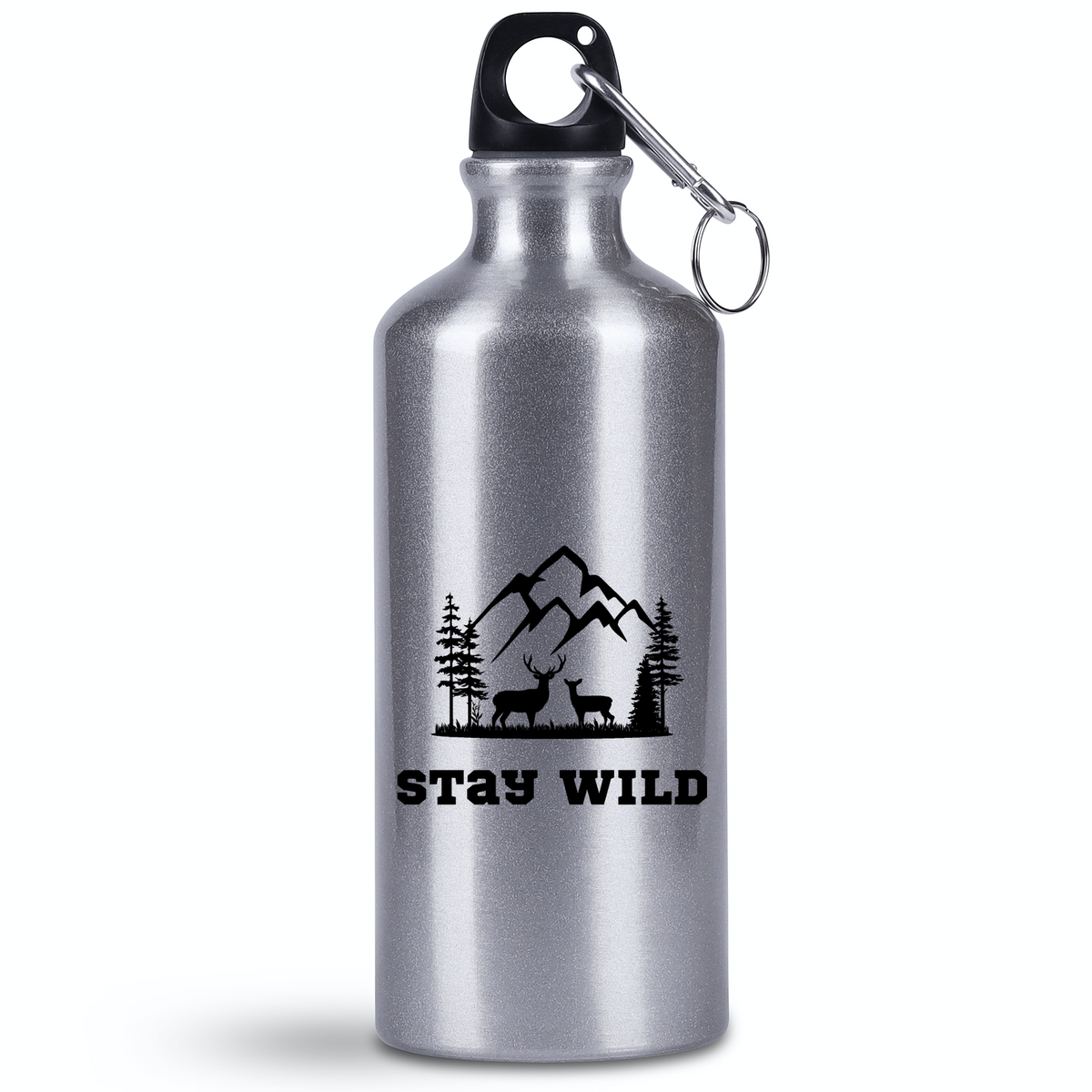 Bidon srebrny 500 ml z nadrukiem „Stay wild” - przygoda, przyroda, eskapada #7