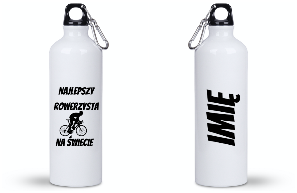 Butelka biała 800 ml na rower z nadrukiem „Najlepszy rowerzysta na świecie” – dla rowerzysty #7